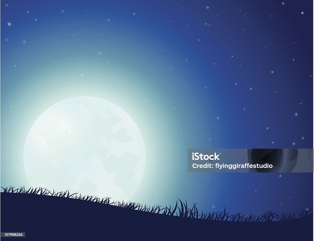 Gwieździsta noc Pełnia - Grafika wektorowa royalty-free (Pełnia księżyca)