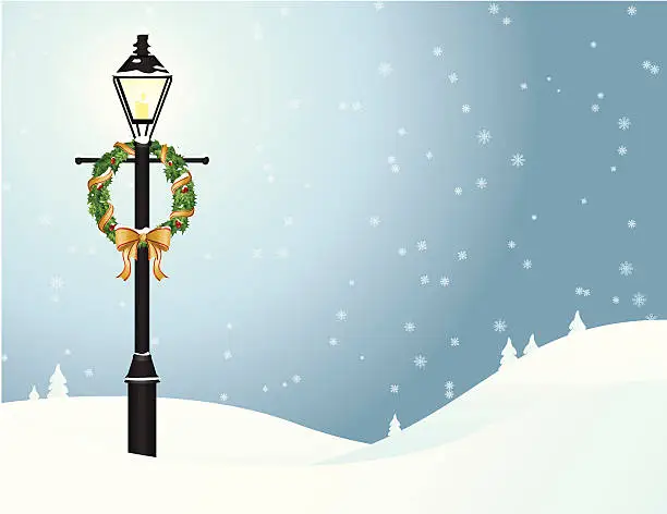 Vector illustration of Winter Lamp Post