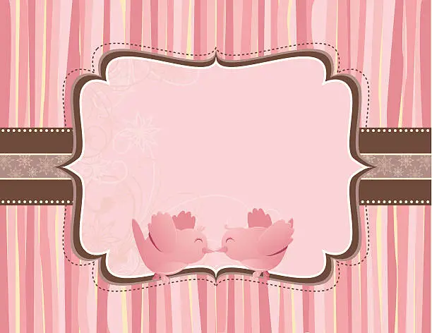 Vector illustration of Kissing Birds Ornate Card