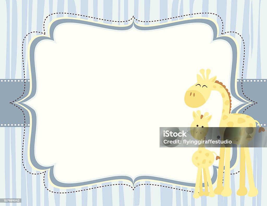 Cute Giraffe Baby Boy Card Stock Illustration - Download Image Now ...