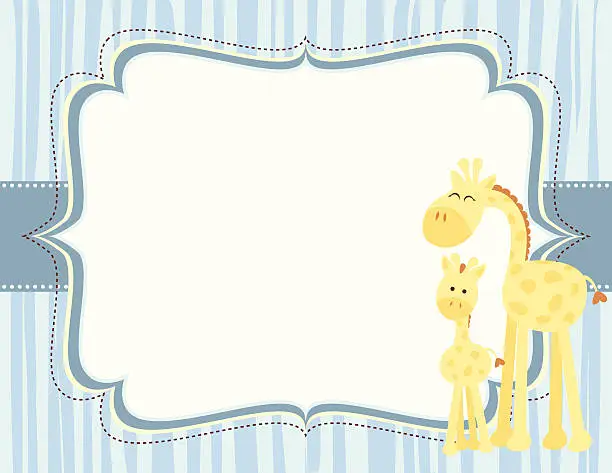 Vector illustration of Cute Giraffe Baby Boy Card