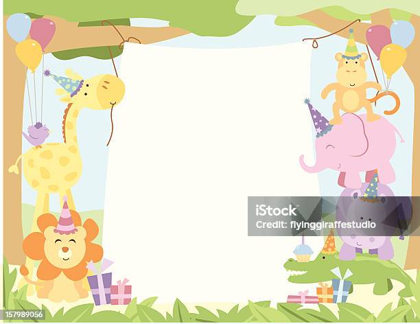 Cute Safari Animals Birthday Party Banner Stock Illustration - Download  Image Now - Birthday, Safari, Frame - Border - iStock