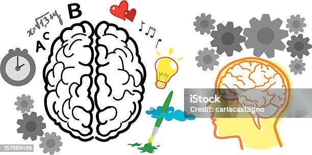 Ilustración de El Cerebro y más Vectores Libres de Derechos de Cabeza humana - Cabeza humana, Cerebro humano, Contemplación