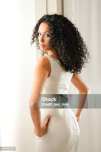 Female Black Model Wearing A Wedding Dress Stock Photo - Download Image Now - Wedding, Hairstyle, One Woman Only