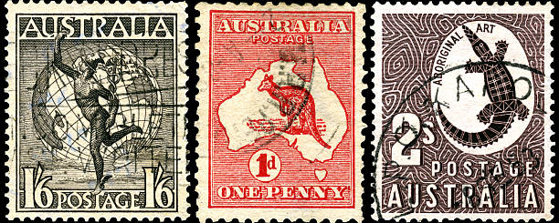Vintage postage stamps of Australia.