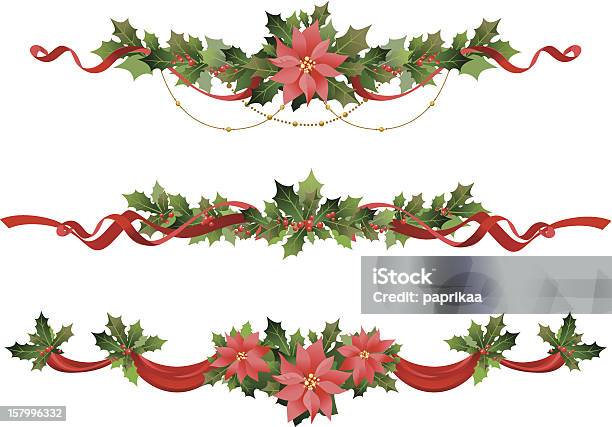 Decorazione Natalizia - Immagini vettoriali stock e altre immagini di Natale - Natale, Ghirlanda - Composizione di fiori, Agrifoglio