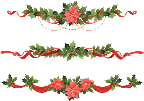 Poinsettia and holly Christmas decoration