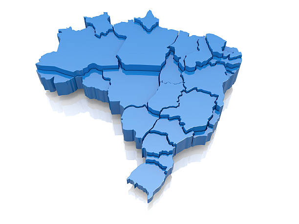 Three-dimensional map of Brazil Three-dimensional map of Brazil on white background. 3d brazil stock pictures, royalty-free photos & images