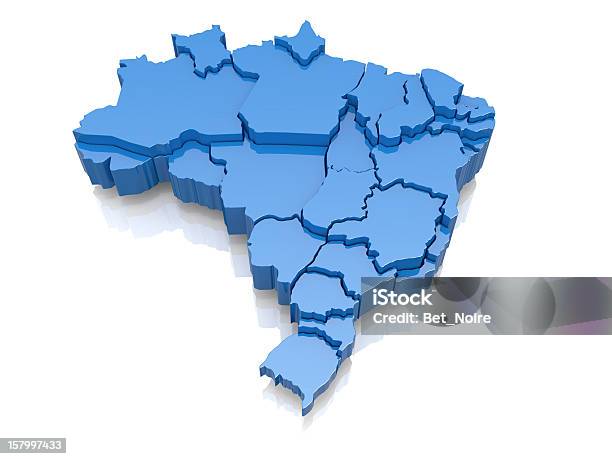 Threedimensional Map Of Brazil Stock Photo - Download Image Now - Brazil, Map, Three Dimensional