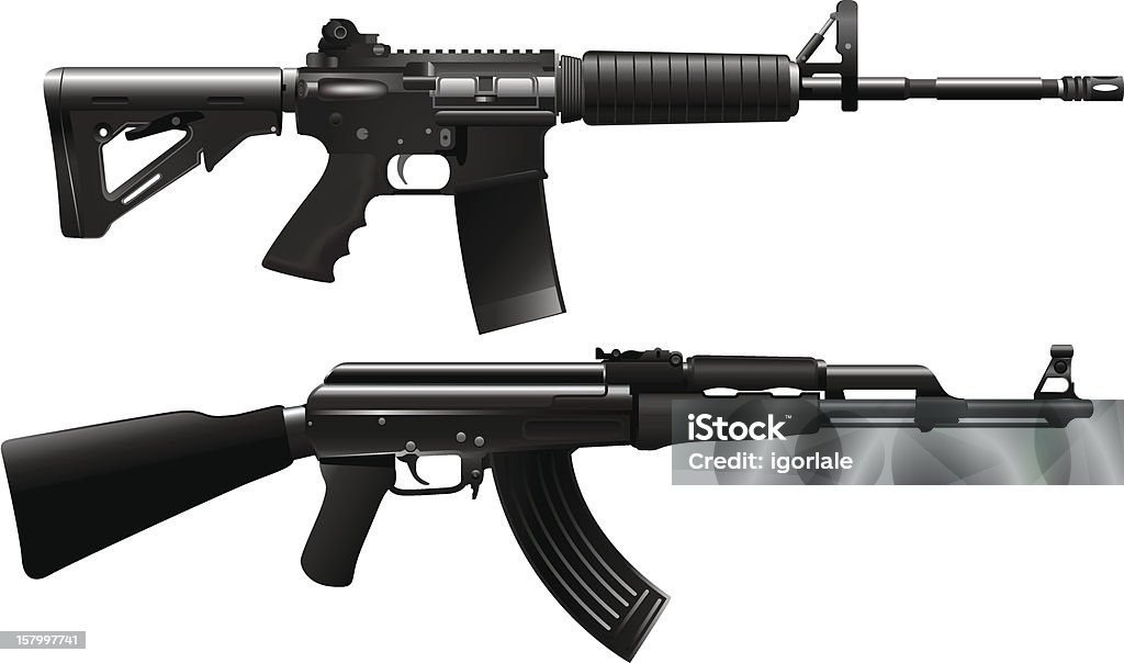 Assault rifle weapon Vector illustration of assault guns Machine Gun stock vector