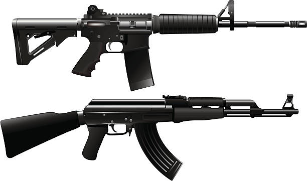 Assault rifle weapon Vector illustration of assault guns rifle stock illustrations