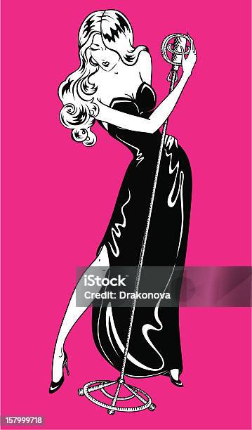 Sexy Pinup Jazz Singer Stock Illustration - Download Image Now - Nightclub Singer, Pin-Up Girl, 1950-1959