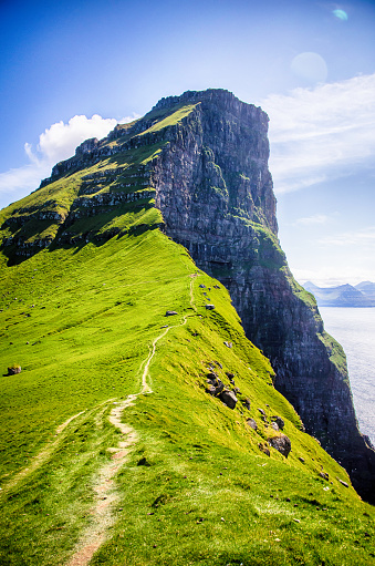 The island of Kalsoy hiking to Kallur Lighthouse, Faroe Islands