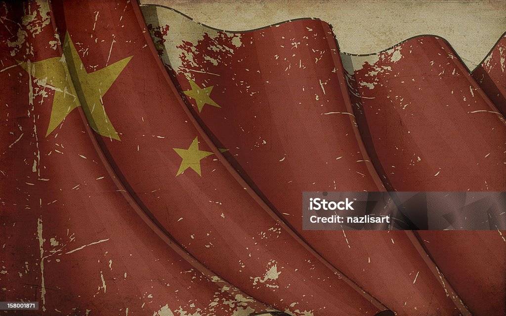 中国国旗の古い紙 - 共産主義のロイヤリティフリーストックイラストレーション