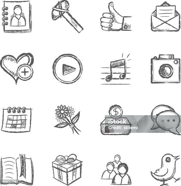 Social Media Icons Stock Illustration - Download Image Now - Drawing - Art Product, Icon Symbol, Doodle