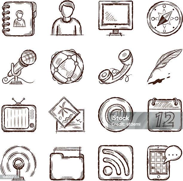 Kommunikation Icons Stock Vektor Art und mehr Bilder von Zeichnung - Zeichnung, Mikrofon, Icon