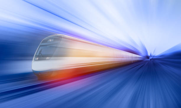 istock High speed train runs on rail tracks - The train is going too fast as a result the air pressure is causing too much heat at the front 1580048133