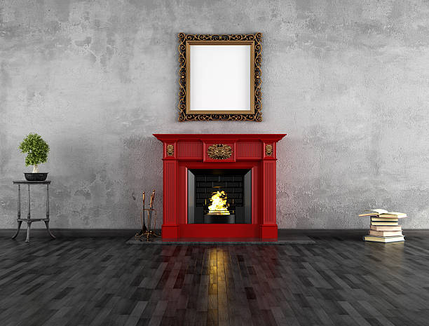 istock vintage room with fireplace 158006613