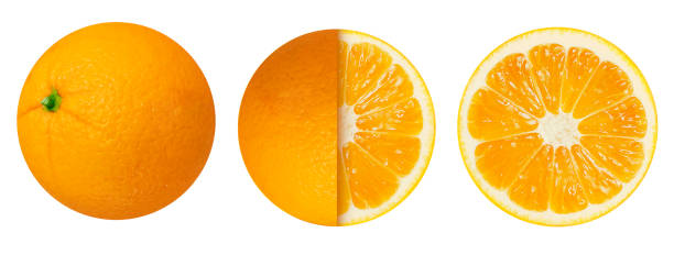 istock Set of oranges on an isolated white background. 1580102333