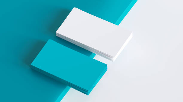 istock Business card mockup for branding identity on blue background 1580133485