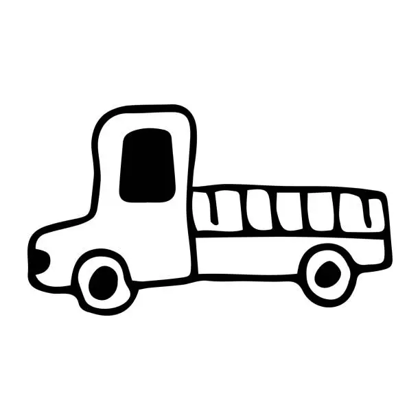 Vector illustration of Vector doodle toy truck car element isolated on