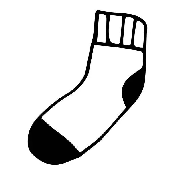Vector illustration of Vector doodle knitted sock element isolated white