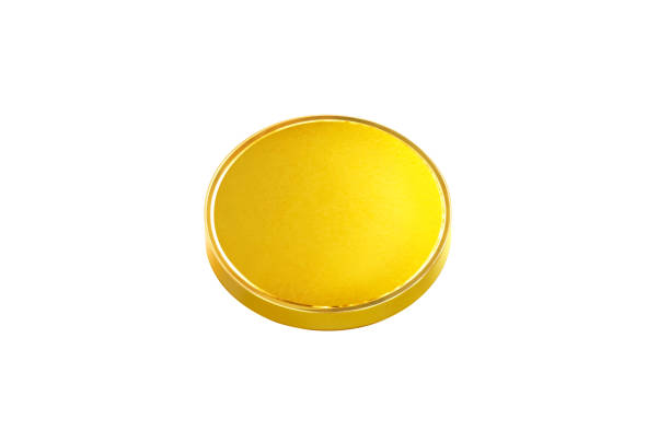 istock Blank template for gold coin or medal with metal texture isolated on a white background 1580146097