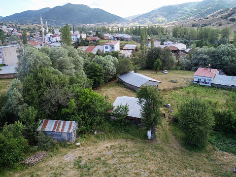 Overhead View of a Village in Sivas City by Drone in Turkey