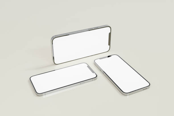istock Mock up of three mobile phones with blank screen 1580202712