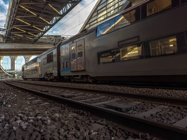istock Image next to a train station platform with a passing train, in Lisbon, Portugal 1580211201