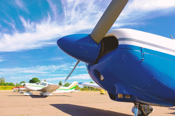 istock The front of a light single-engine aircraft 1580212796