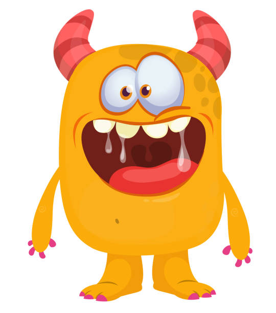 istock Happy cartoon monster waving hands. Halloween vector illustration. Great for package or party decoration 1580241004