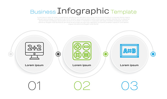 istock Set line Graph, schedule, chart, diagram, Square root and Calculation. Business infographic template. Vector 1580288458