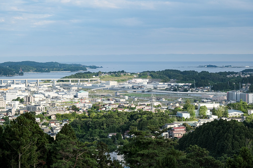 The city of Kesennuma seen from the observatory