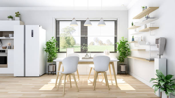 istock White modern contemporary stylish kitchen room interior, 3D Rendering 1580291548