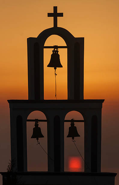 belfry in the morning light stock photo