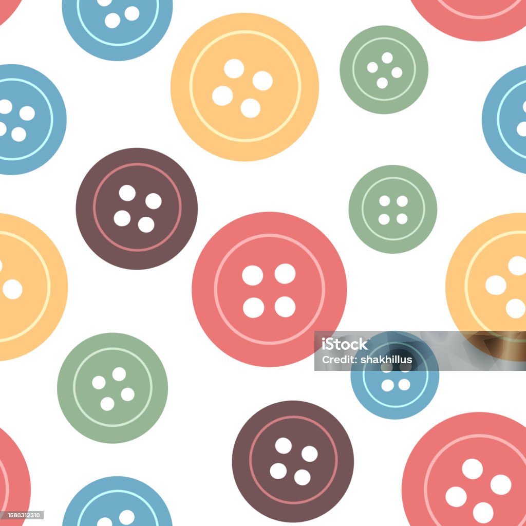 Hand Drawn Button Seamless Pattern Stock Illustration - Download Image ...