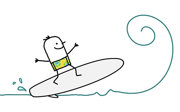 człowiek surfing na fale - glisse stock illustrations