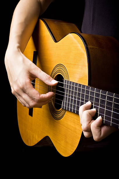 istock Closeup view of playing classic spanish guitar 158032280