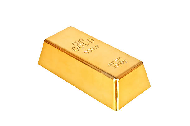 die gold bar auf weißem hintergrund - white currency remote shiny stock-fotos und bilder