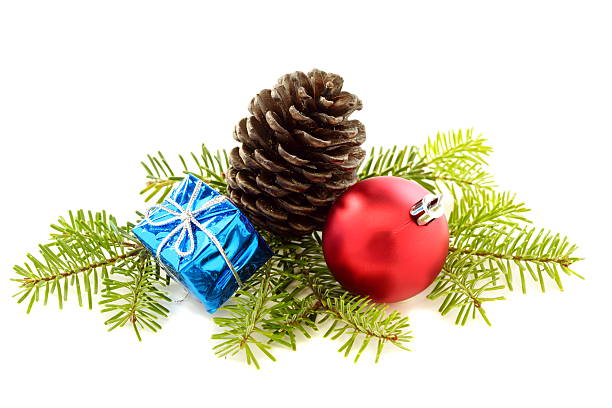 istock Christmas composition with a pine cone and toys. 158034046