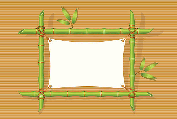 배경 버처 대나무 프페임 - tropical climate banner placard bamboo stock illustrations