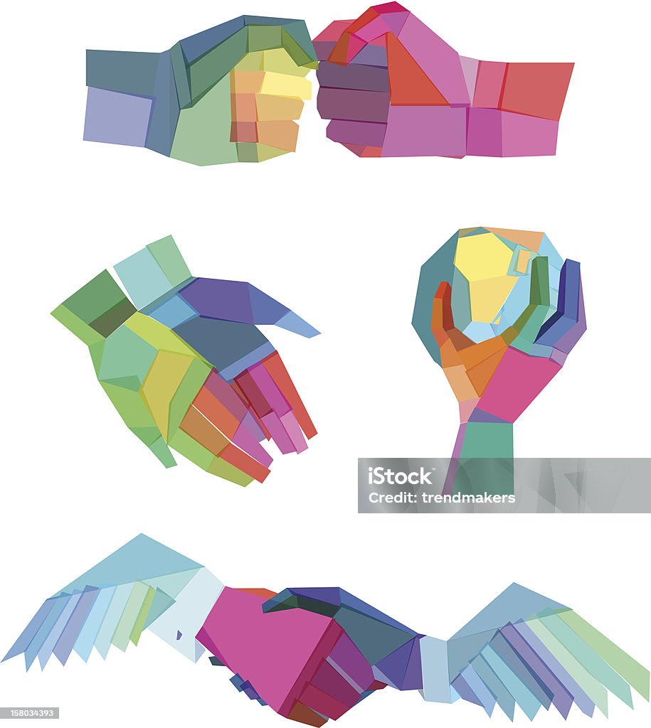 Polígono colorido Mãos - Royalty-free Punho arte vetorial