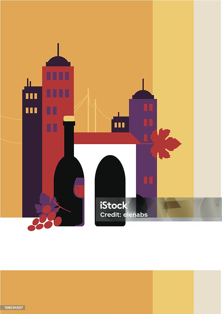 Città del vino - arte vettoriale royalty-free di Bottiglia di vino