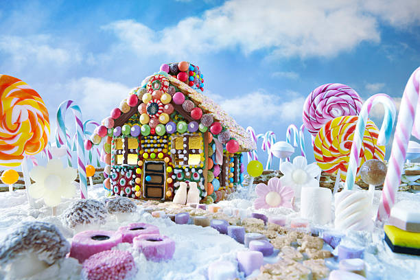 istock Gingerbread house in christmas landscape 158036380