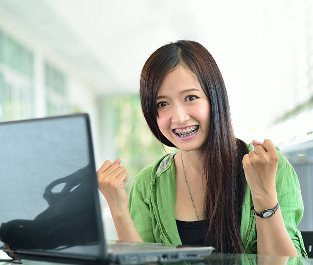 istock Beautiful young student have good news 158036513
