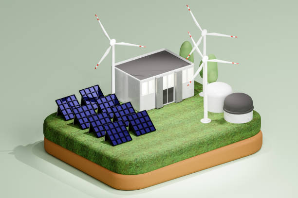 istock 3D render illustration of building powered with alternative energy. Isometric view 1580380555