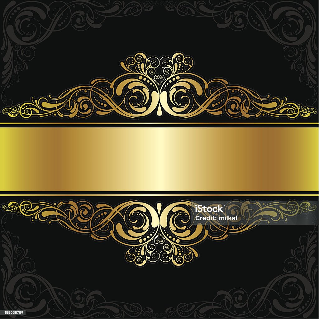 Golden black label design - arte vettoriale royalty-free di Angolo - Forma