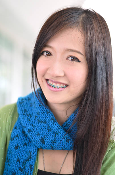 istock Beautiful young student,smile and showing braces 158039507