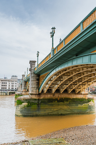 Southwark Bridge and River Thames in London, UK